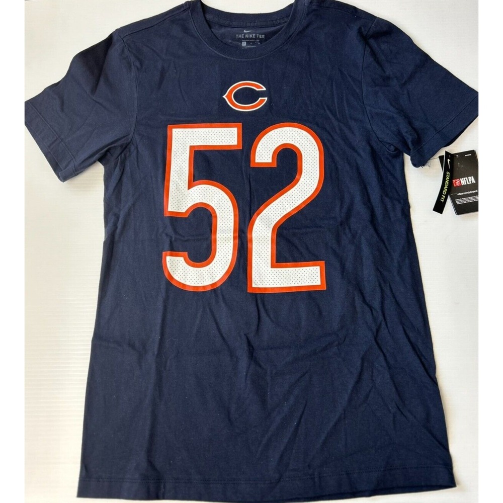 Nike NFL Chicago Bears KHALIL MACK #52 Jersey Style Navy T-Shirt Mens Size Small